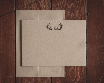 Antlers Stationery Flat Note Cards (Ensemble de 8 cartes et enveloppes)