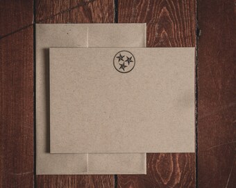 Tennessee Tri-Star Stationery Flat Note Cards (Ensemble de 8 cartes et enveloppes)