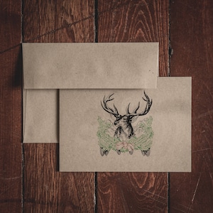 Cartes de notes pliées de papeterie de cerf de Noël (ensemble de 8 cartes et enveloppes)