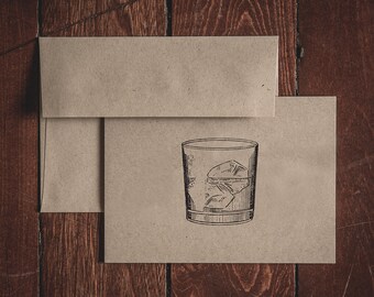 Whiskey Glass Stationery Plié Single Note Card