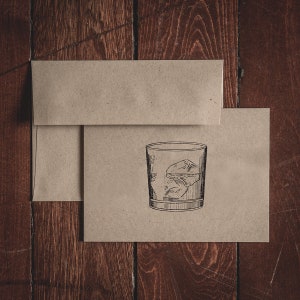 Whiskey Glas Briefpapier Gefaltete Notizkarten (Set von 8 Karten & Briefumschlägen)