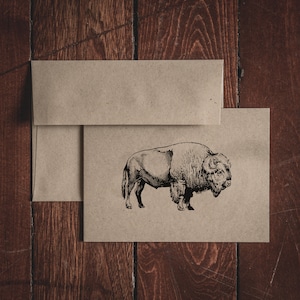 Bison Stationery Folded Note Cards (Set of 8 cards & envelopes)
