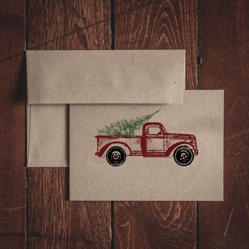 Carton de correspondance plié simple camion de Noël image 1