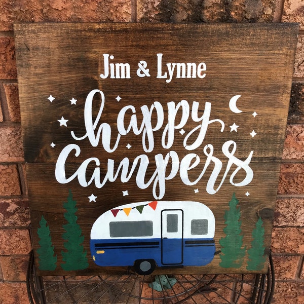 HAPPY Campers/TRAILER Sign/CAMP Post Sign/Trailer Name Sign/Camping Signs/Gift for Camper/Trailer Owner