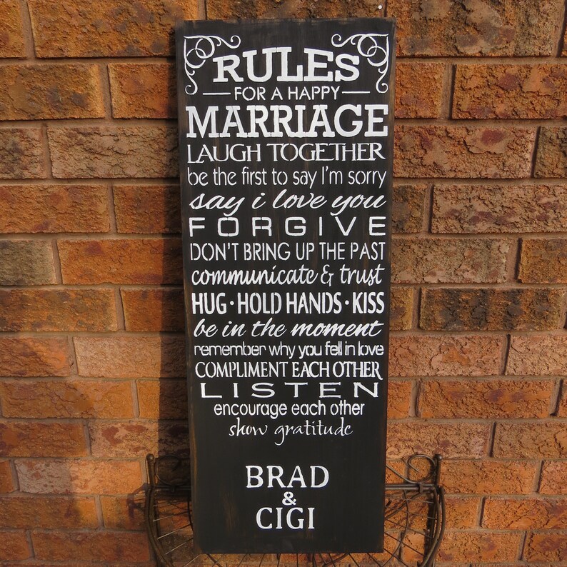 MARRIAGE RULES Sign/ Personalized Wedding GIFT//Engagement Gift/Bridal Shower Gift/Anniversary Gift/Bride/Groom Gift/5 Year Anniversary image 10