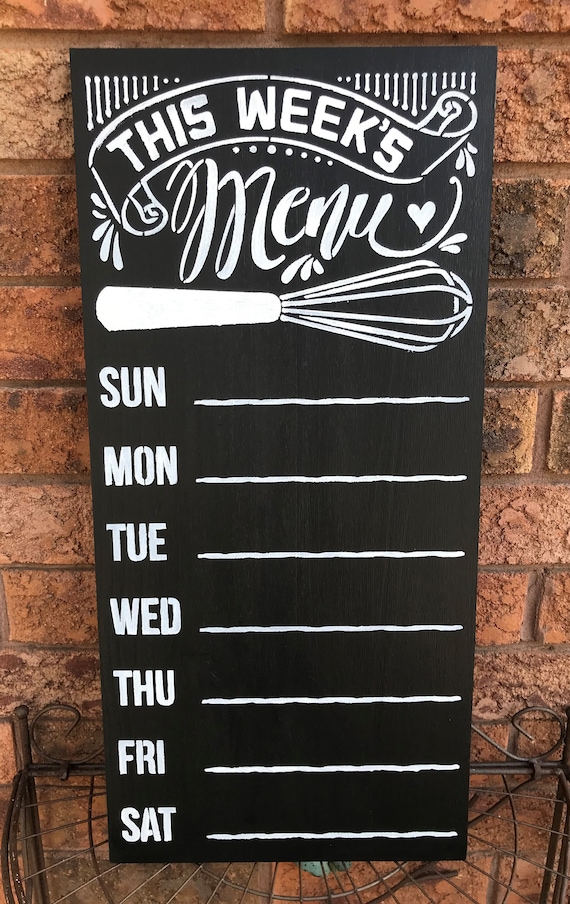 CHALKBOARD/MENU Board/kitchen Chalkboard With Days of the Week Etsy