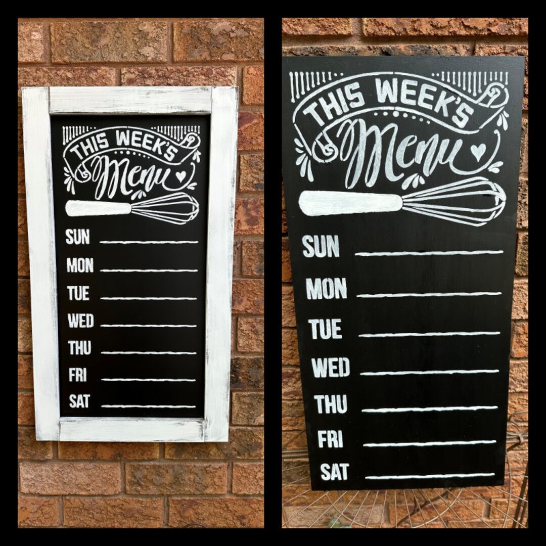 CHALKBOARD/MENU Board/kitchen Chalkboard With Days of the Week - Etsy
