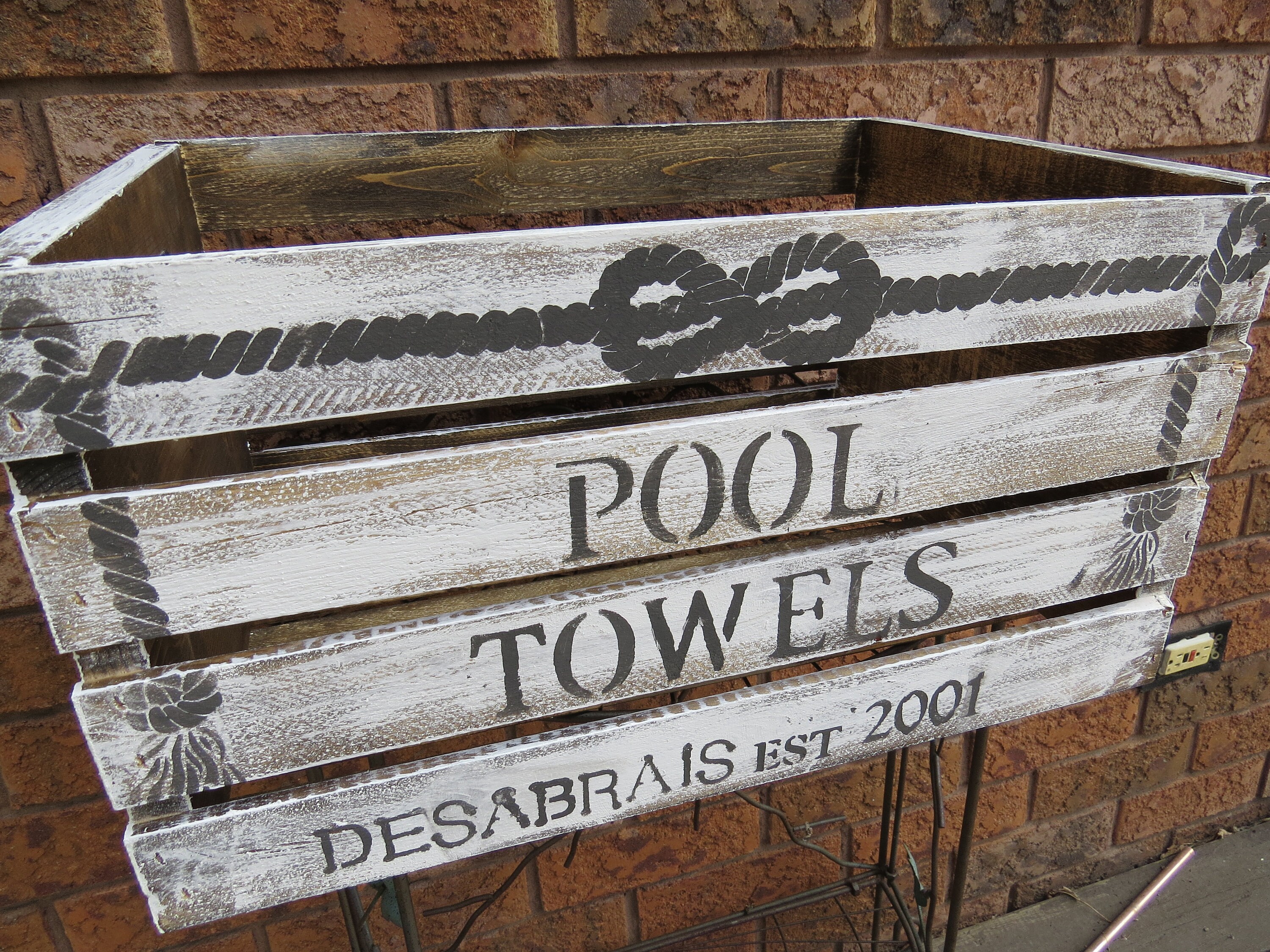 PERSONALIZED Wood Crate/gift Basket/pool Towel/beach - Etsy