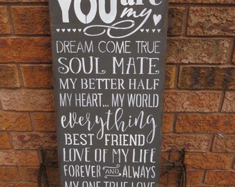 VALENTINE Sign/SOUL MATE Sign/Engagement/Wedding/5 Year Anniversary Gift