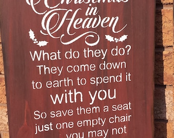 CHRISTMAS IN HEAVEN/Heaven Quote Sign/Memorial/Sympathy Gift/Honor a Loved One Who Has Passed Away