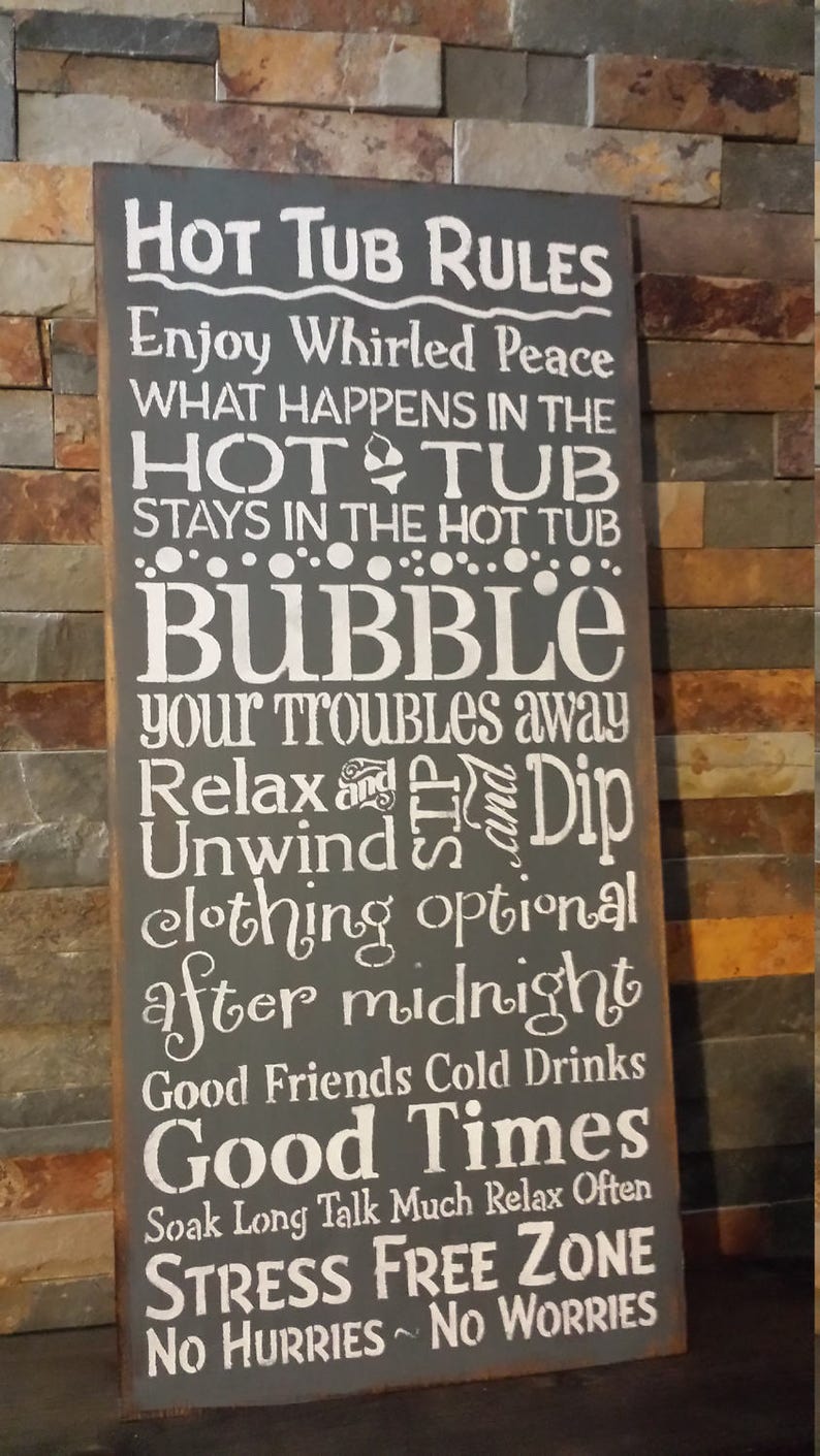 HOT TUB RULES Sign/Housewarming/Hostess Gift/Christmas Gift image 0. Privac...