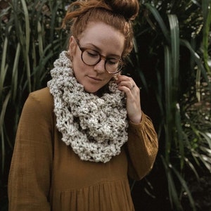 knit bobble cowl, chunky boho neck warmer circle scarf THE AXLEWOOD image 1