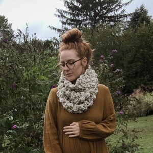 knit bobble cowl, chunky boho neck warmer circle scarf THE AXLEWOOD image 3