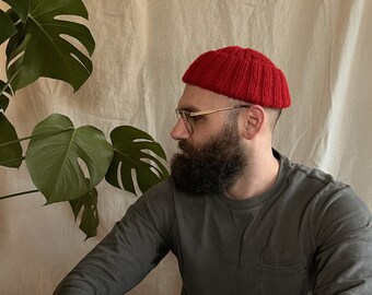 men's ribbed knit folded beanie, dada & me || EASTERN PINE