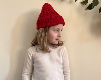 folded knit ribbed beanie, kids || MINI EASTERN PINE