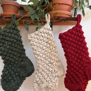 CHRISTMAS STOCKING hand knit bobble stocking boho handmade christmas decor image 2