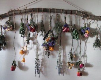 Wall Hanging Dried Lavender, Herbs, and Roses Flower Arrangement, Rustic Decor