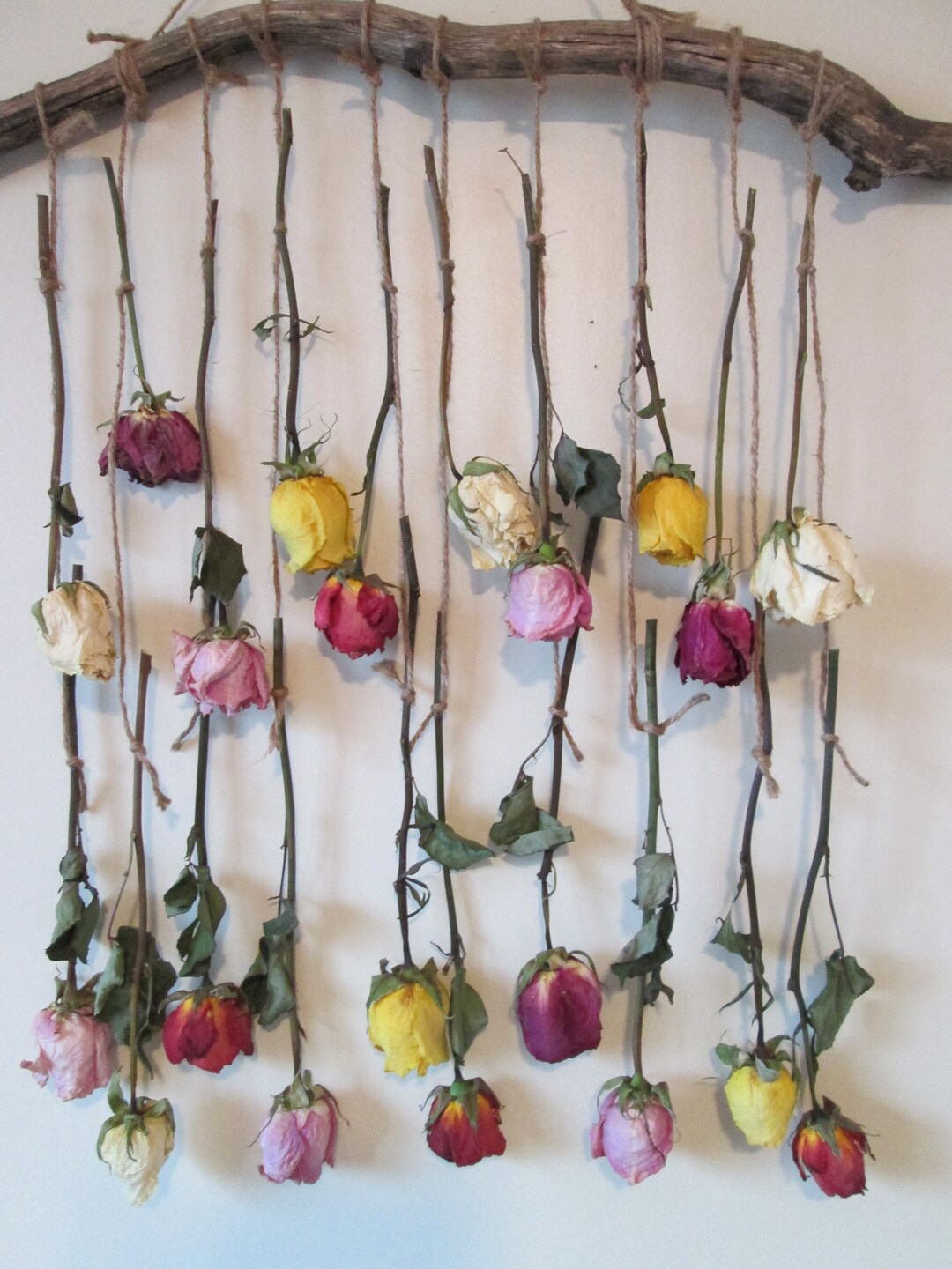 Wall Hanging Roses Dried Flowers Home Decor Etsy