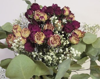 Rustic Dried Rose Bouquet – For Wedding, Centerpiece, or Gift