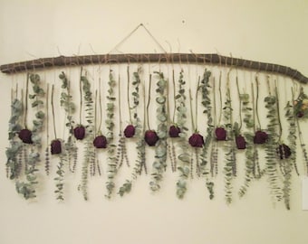 Eucalyptus and Roses Wall Hanging Dried Lavender