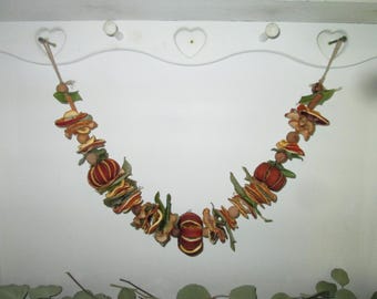 Guirnalda de cítricos secos artesanales primitivos