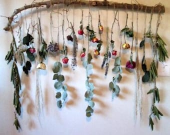 Multicolor Dried Roses Lavender Wall Hanging: Boho Eucalyptus Nursery Decor