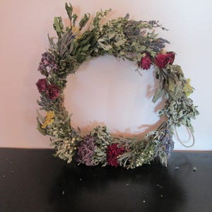 Rustic Dried Herb & Flower Wreath – Homegrown Primitive Wreath on Natural Vine