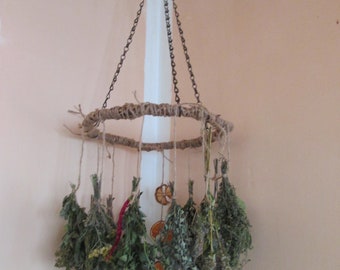 Ceiling Hanging Dried Herbs and Flowers Arrangement, Rustic  Decor
