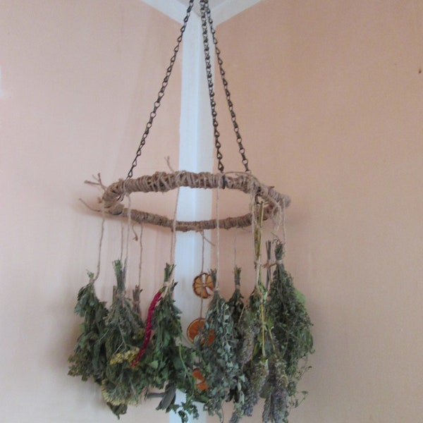 Ceiling Hanging Dried Herbs and Flowers Arrangement, Rustic  Decor