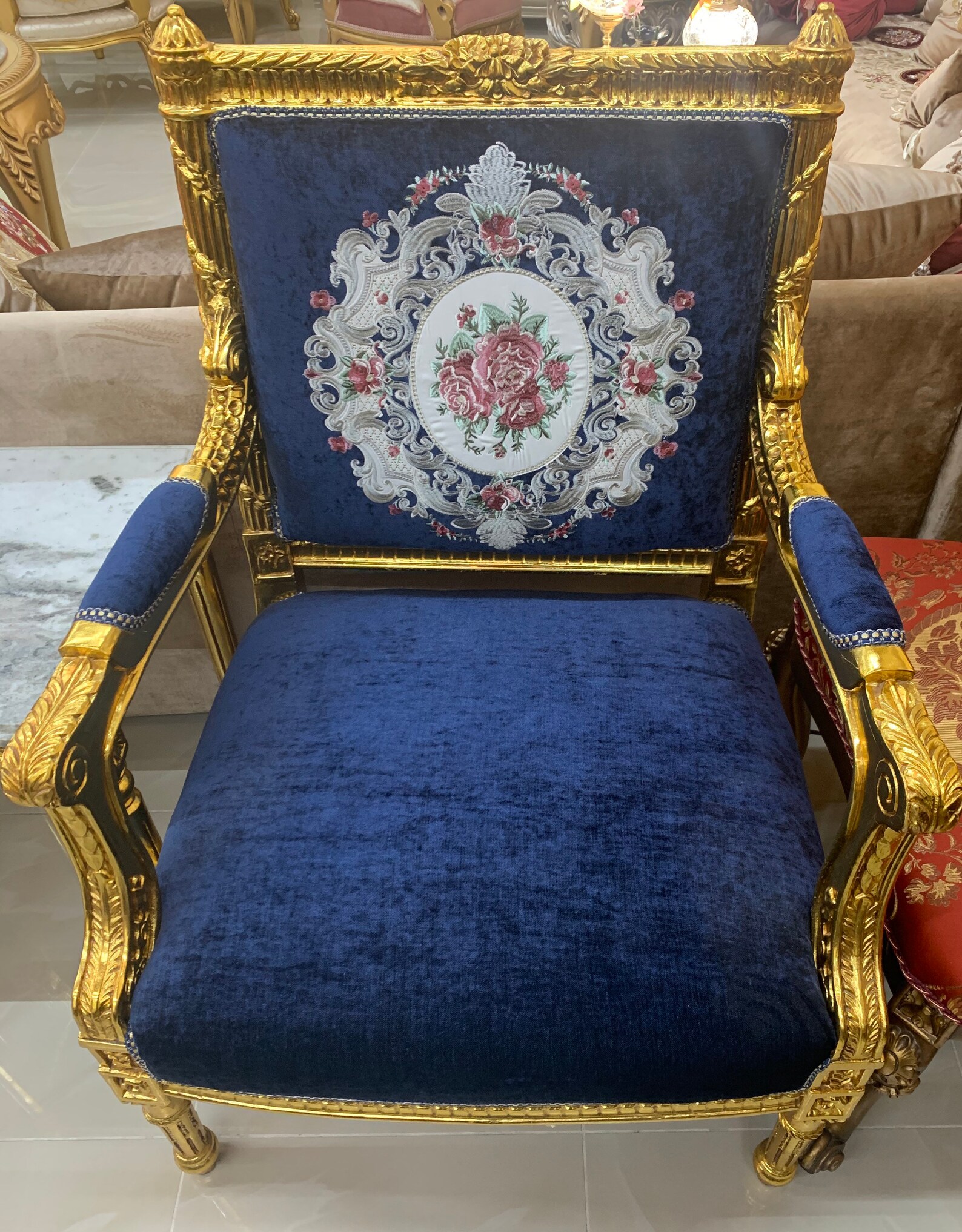 Royal Blue Gold Plated Chairs Handmade Luxury Chairs Etsy
