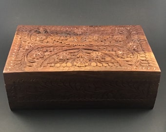 Keepsake hidden lock box / flower hand carved rosewood box / secret lock box / memorable exquisite gift