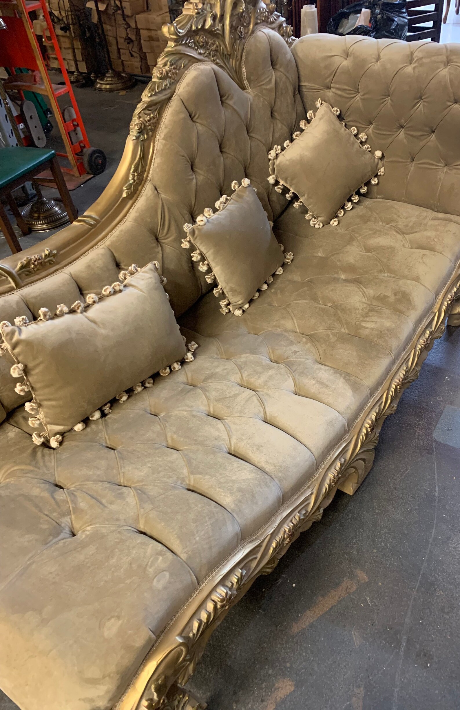 Rustic gold chaise lounge / handmade aged beige chaise / Etsy