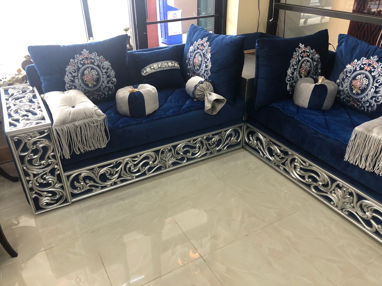 Moroccan salon / Moroccan living room set / royal blue Etsy