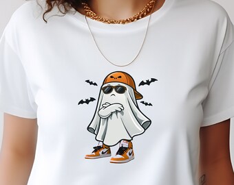 Ghost Tee Orange Ghost Sneaker T-Shirt - Halloween Shirt - Ghost Sunnies - Halloween Tee