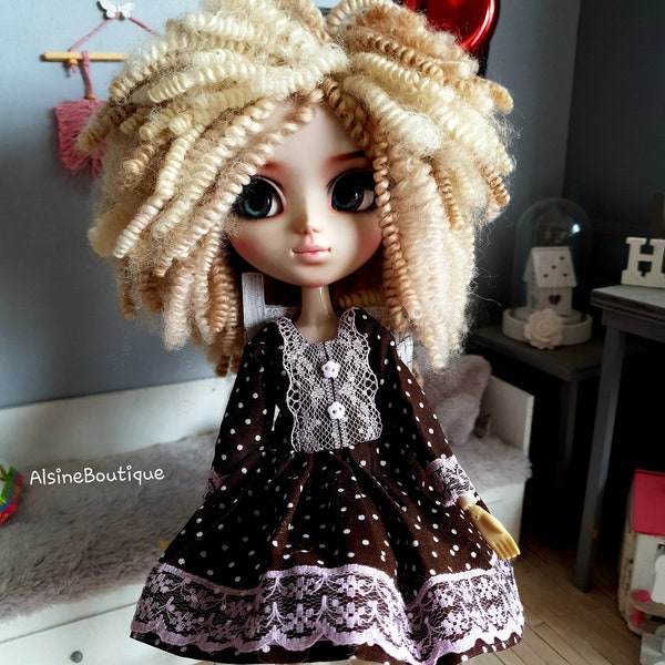 Wig from alpaca . Curly . Afro. Curly Wig  for Pullip   doll and similar.Order for wig. Possibility to choose color.