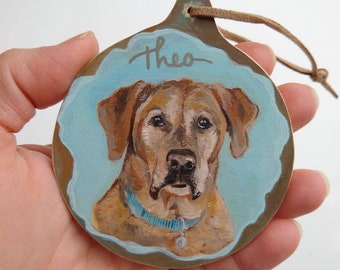 Dog Portrait, Custom Dog Portrait Painted Ornament, Dog Portrait Personalized Ornament, Dog Portrait from Photo