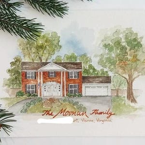 Custom Watercolor House Portrait Personalized for Homeowners, Housewarming Realtor Closing Gift for New Home, House Portrait from Photo
