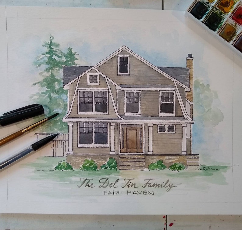House Portrait Painting Watercolor House Portrait from Photo Housewarming Gift New Home Realtor Closing Gift Painted House Portrait Gift