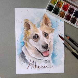 Custom Watercolor Dog Portrait, Painted Dog Portrait from Photo, Personalized Dog Watercolor Painting, Personalized Dog Portrait
