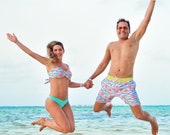 Custom Couples Matching Swimwear Swimsuits Swimming Trunks Set of Two