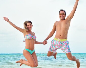 men and women matching swimwear