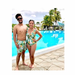 Tropical Fun: Matching Family Yellow Pineapple Print Swimsuits