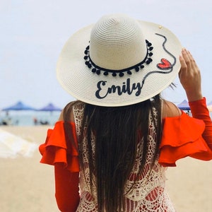 Floppy beach hat- Gift Bachelorette -Straw Floppy Hat -Custom Vinyl Bachelorette Party Straw Floppy Beach Hat.