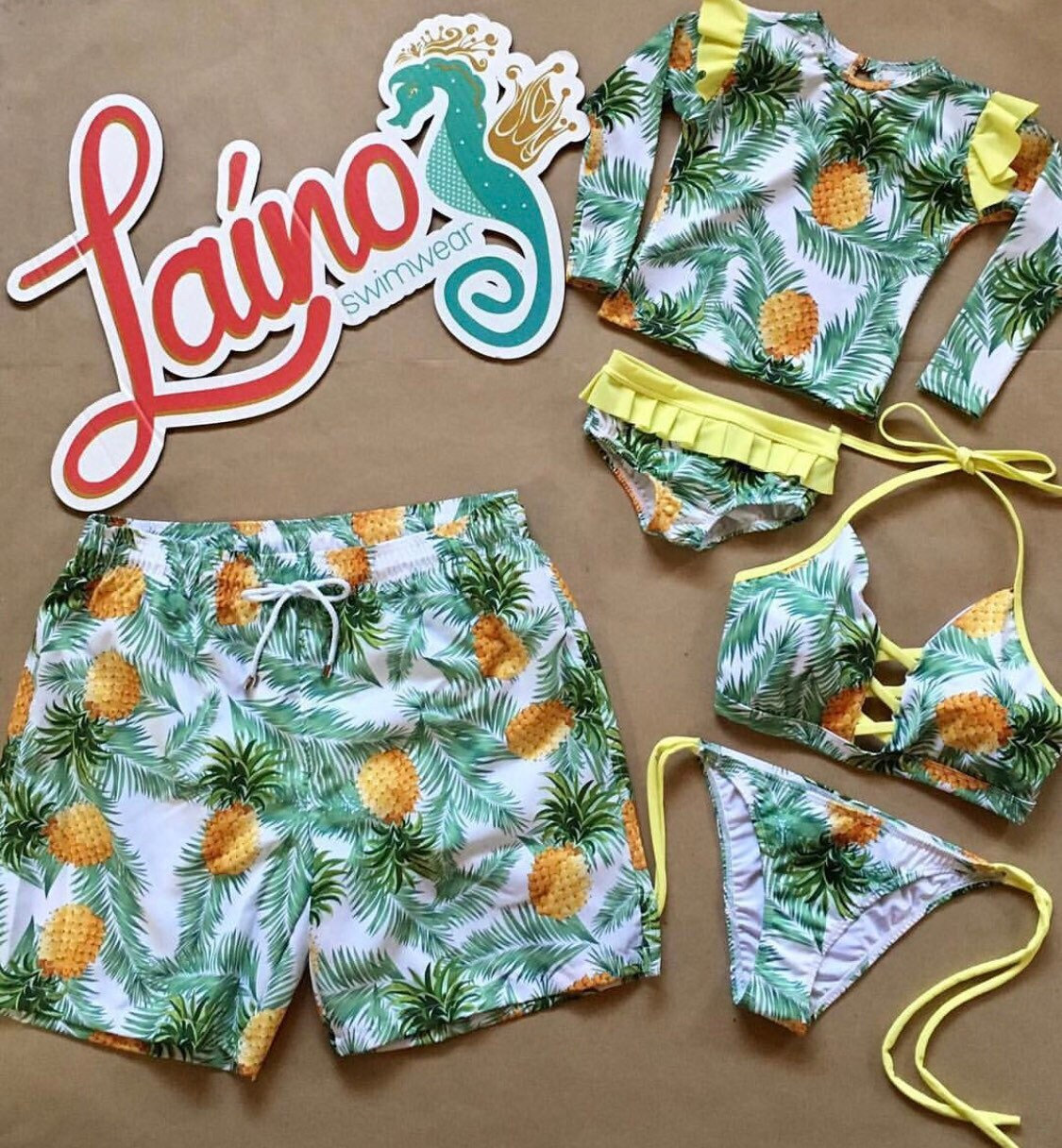 Matching pineapple swimsuits hotsell