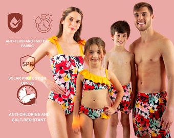 Lemonade Print Family Matching Swimwear Swimsuits Swimming Trunks birthday Gift.