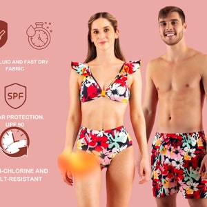 Couples Matching Swimwear Set Tropical Paradise Swimwear Collection Honeymoon Outfits Faster Procesing Shipping image 4