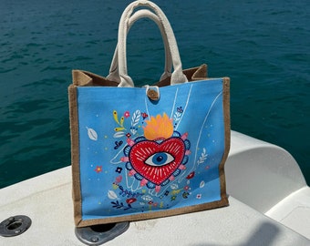 Personalized Hand-Painted Jute Bags - Unique Eco-Friendly Style Statements