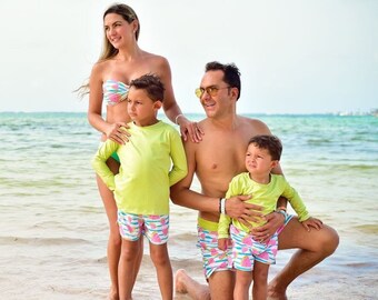 Tropical Summer Fun with Matching Family Watermelon Print Swimsuits:  fast Shipping