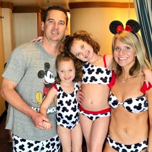 Magical White & Black Disney Prints Matching Family Swimsuits for Unforgettable Beach Adventures