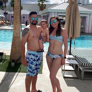 Adorable Matching Family Sharks Print Swimwear Set